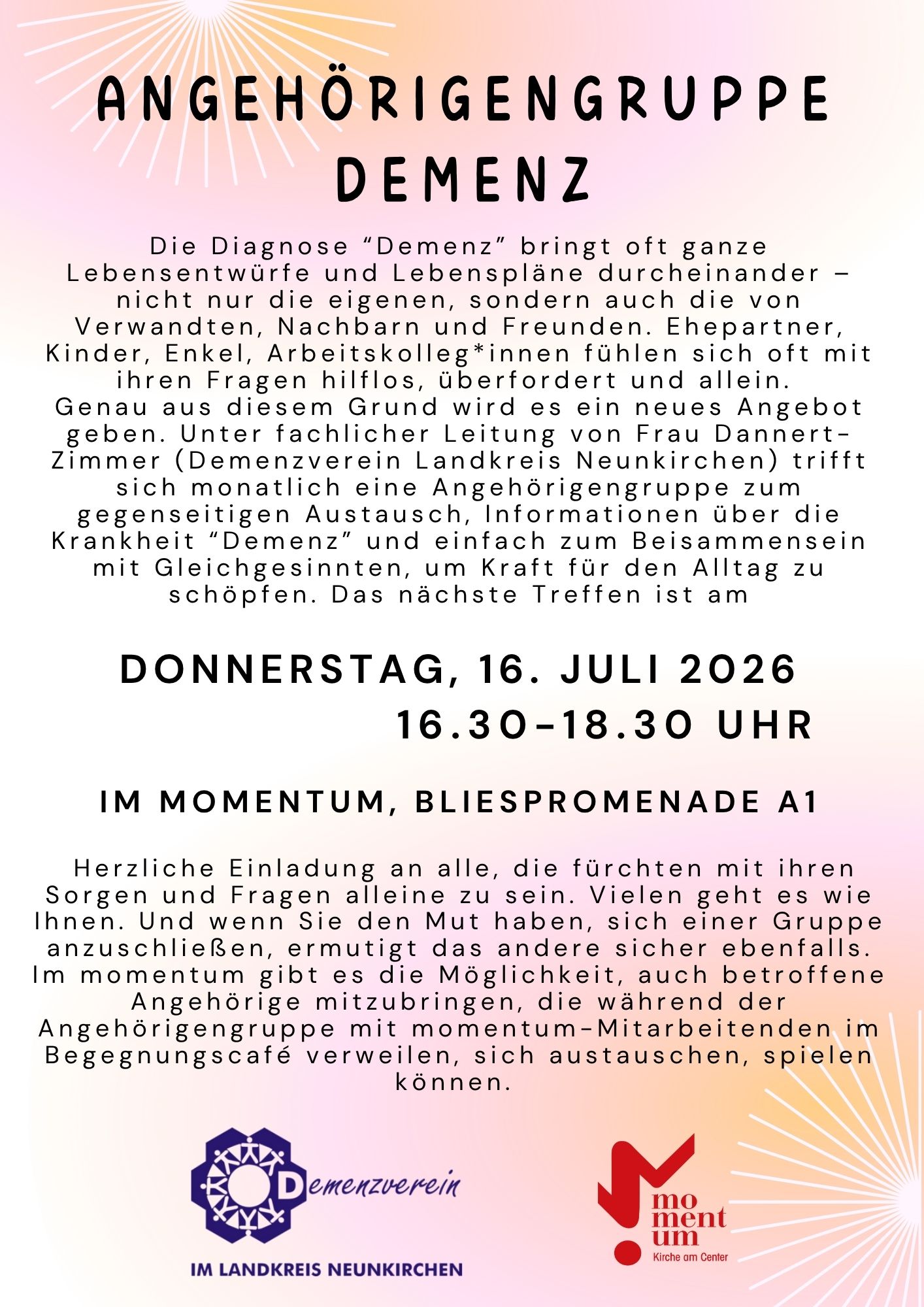 Angehörigengruppe Demenz am 16.07.2026 im momentum