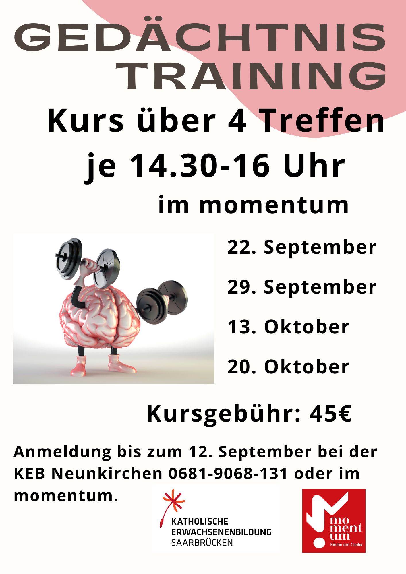 Gedächtnistraining-Kurs ab 22.09.2025 im momentum