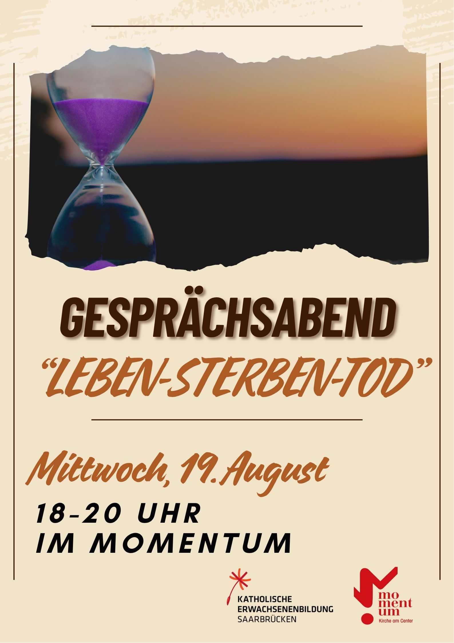 Gesprächsabend 'Leben, Sterben, Tod' am 19.08.2026 im momentum