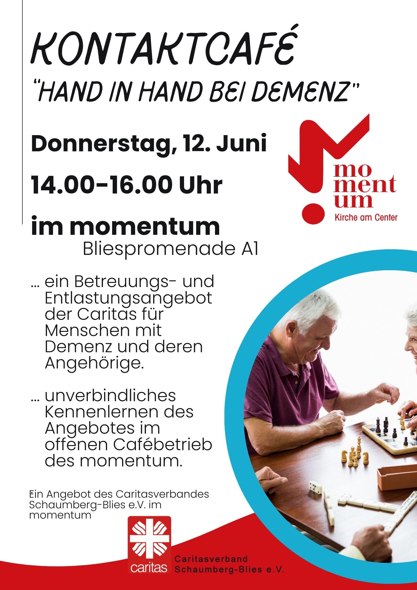 Kontaktcafé 'Hand in Hand bei Demenz' im momentum