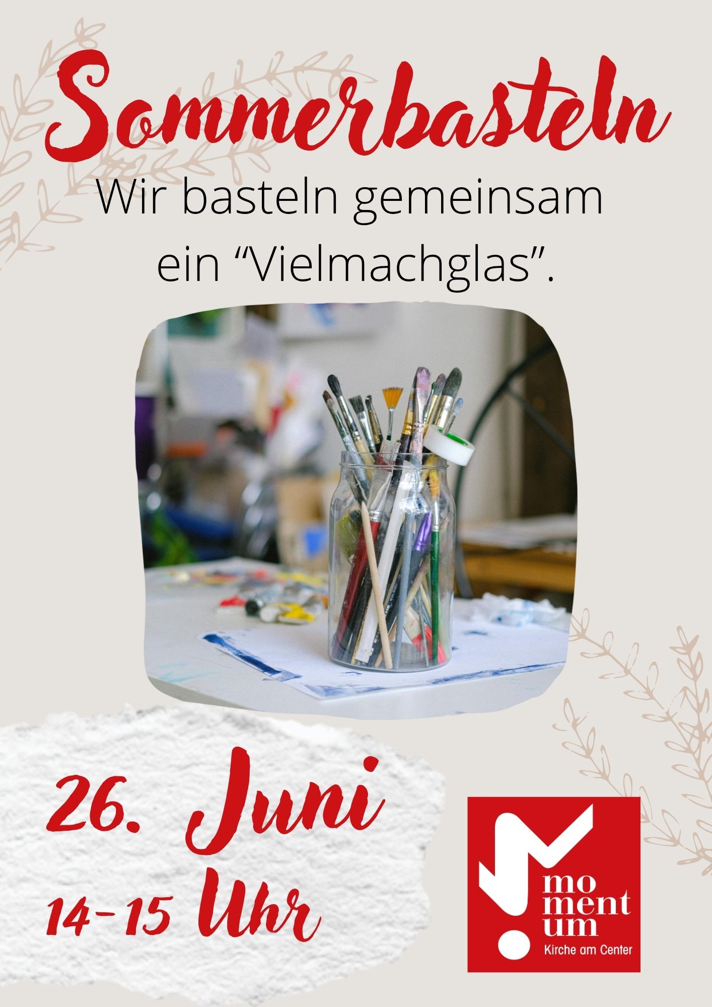 Bastelnachmittag 'Vielmachglas' am 26.06.2026 im momentum
