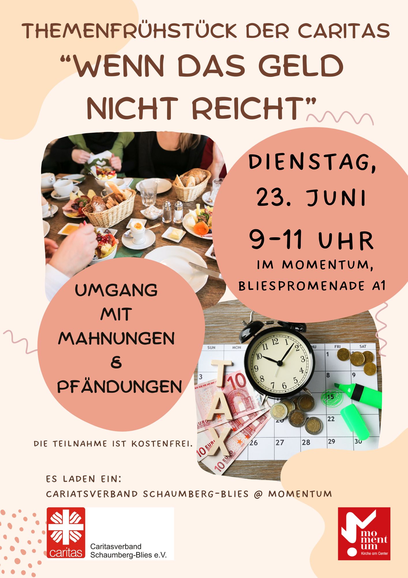 Themenfrühstück am 23.06.2026 im momentum: 'Wenn das Geld nicht reicht'