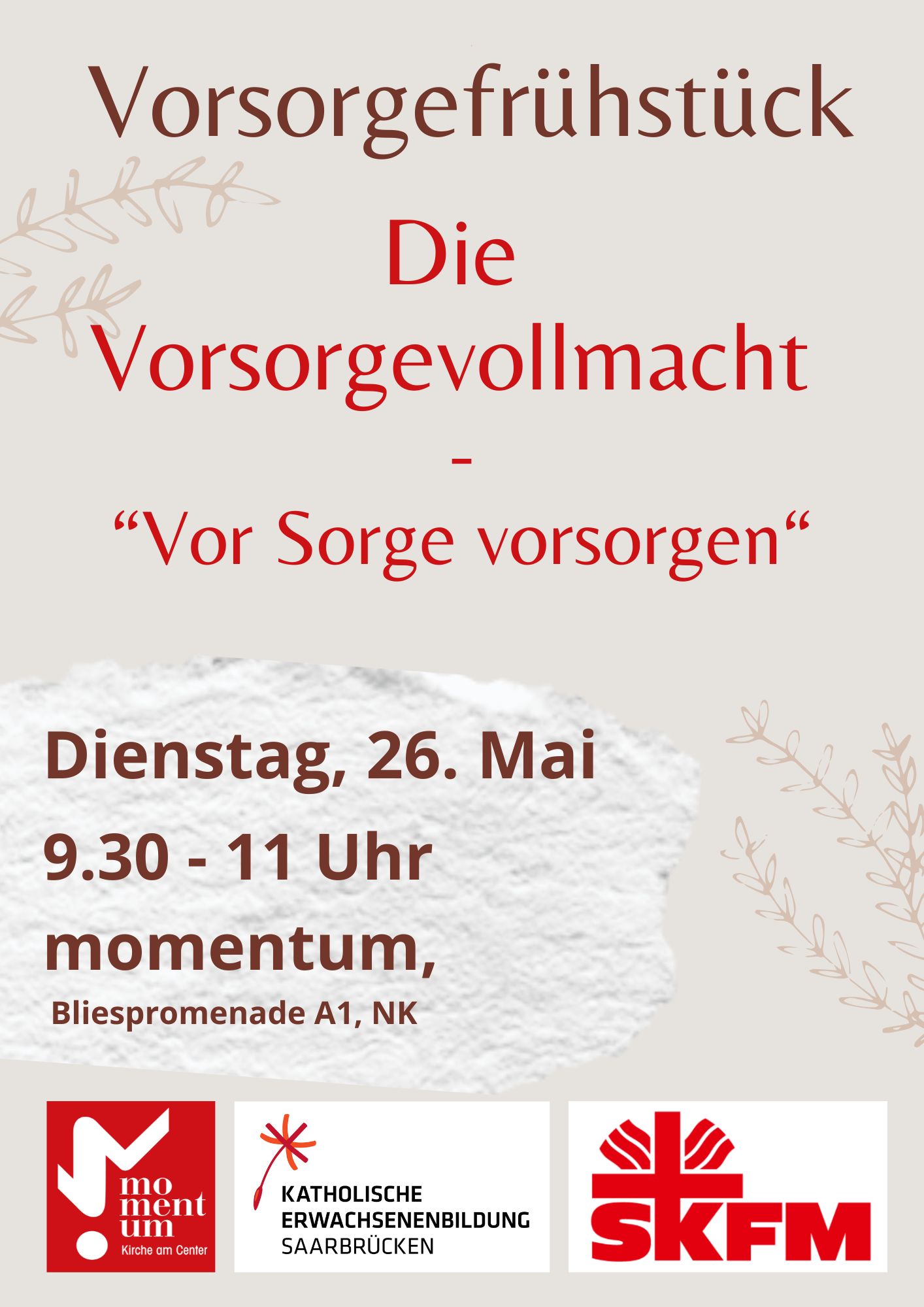 'Vorsorgefrühstück' am 26.05.2026 im momentum
