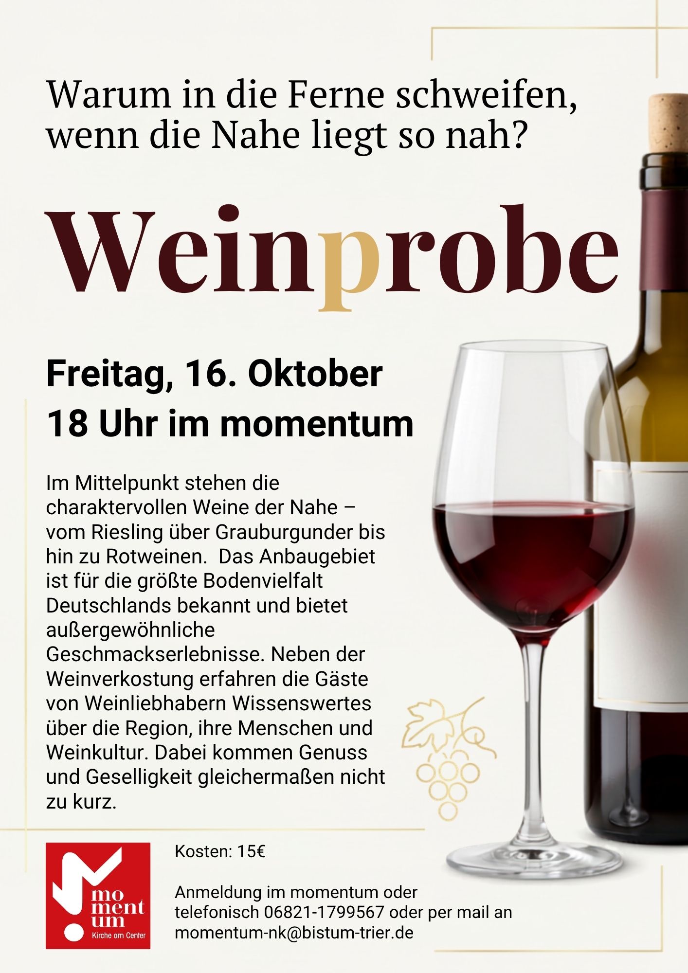 Weinprobe am 16.10.2026 im momentum