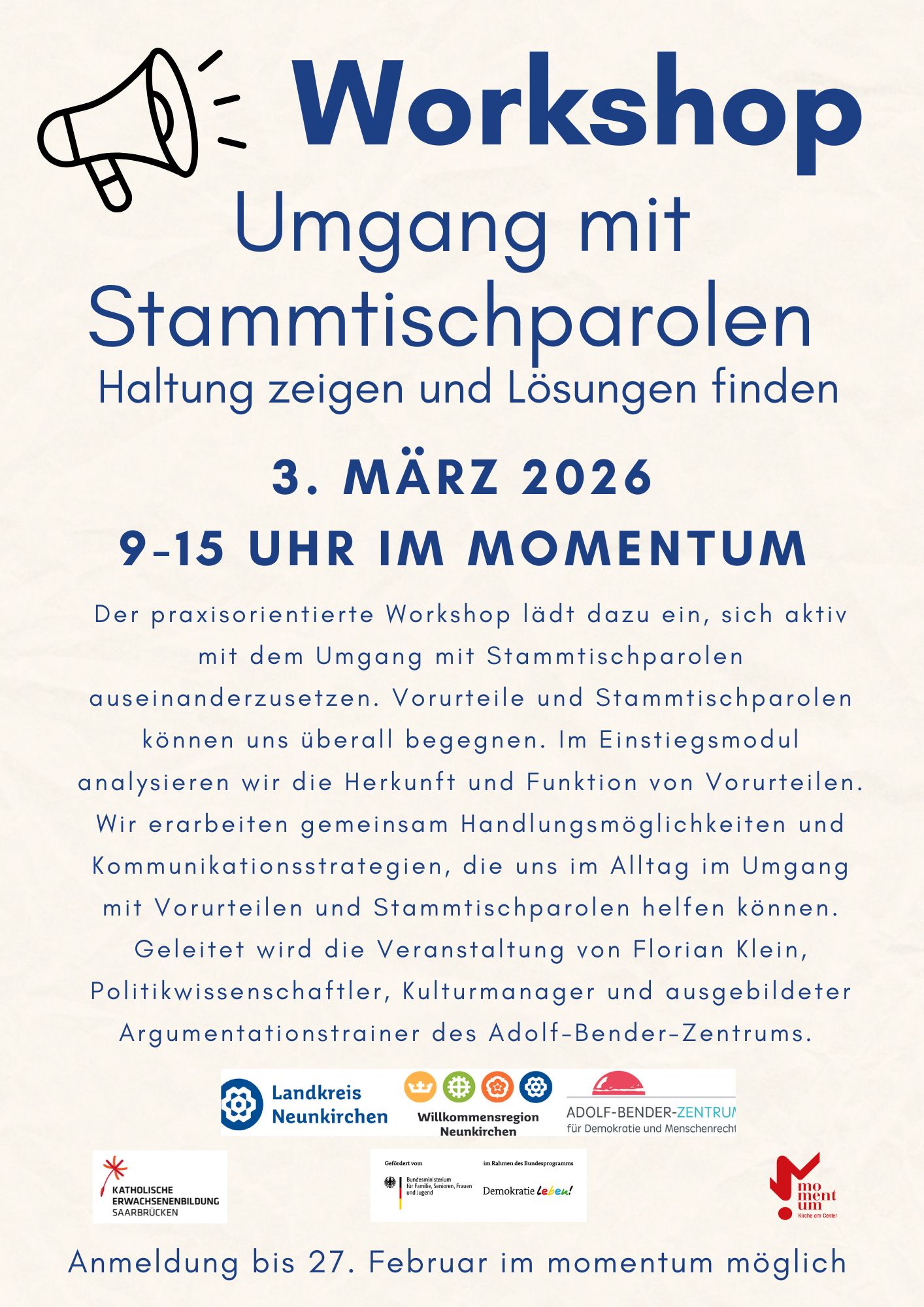 Argumentationstraining am 03.03.2026 im momentum