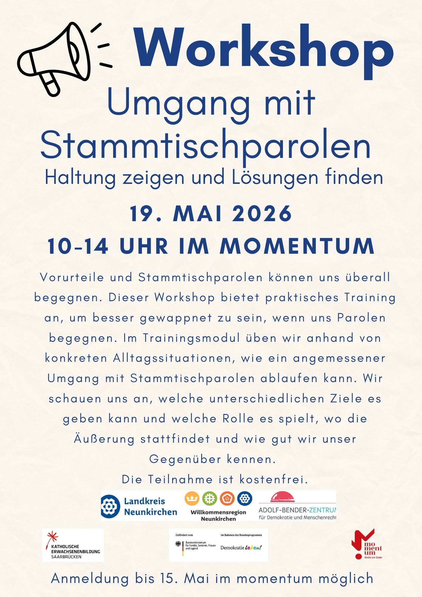 Umgang mit Stammtischparolen – Trainingsmodul am 19.05.2026 im momentum